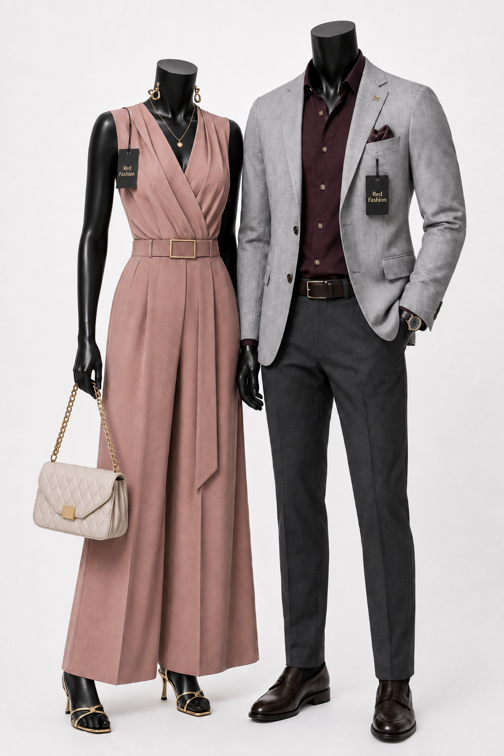 Red Fashion bold editorial look